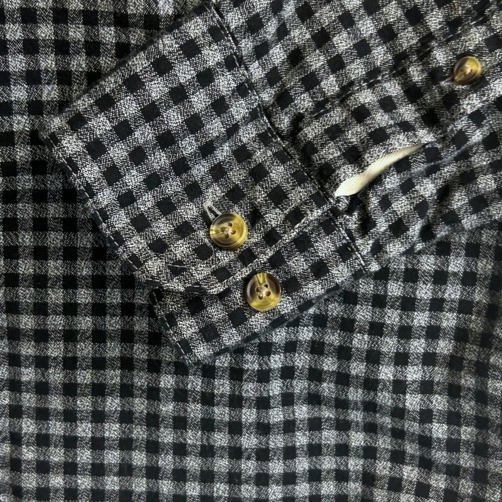 Abercrombie Fitch Muscle Fit Shirt Mens M Black Gingham Long Sleeve Preppy Moose - Picture 4 of 8
